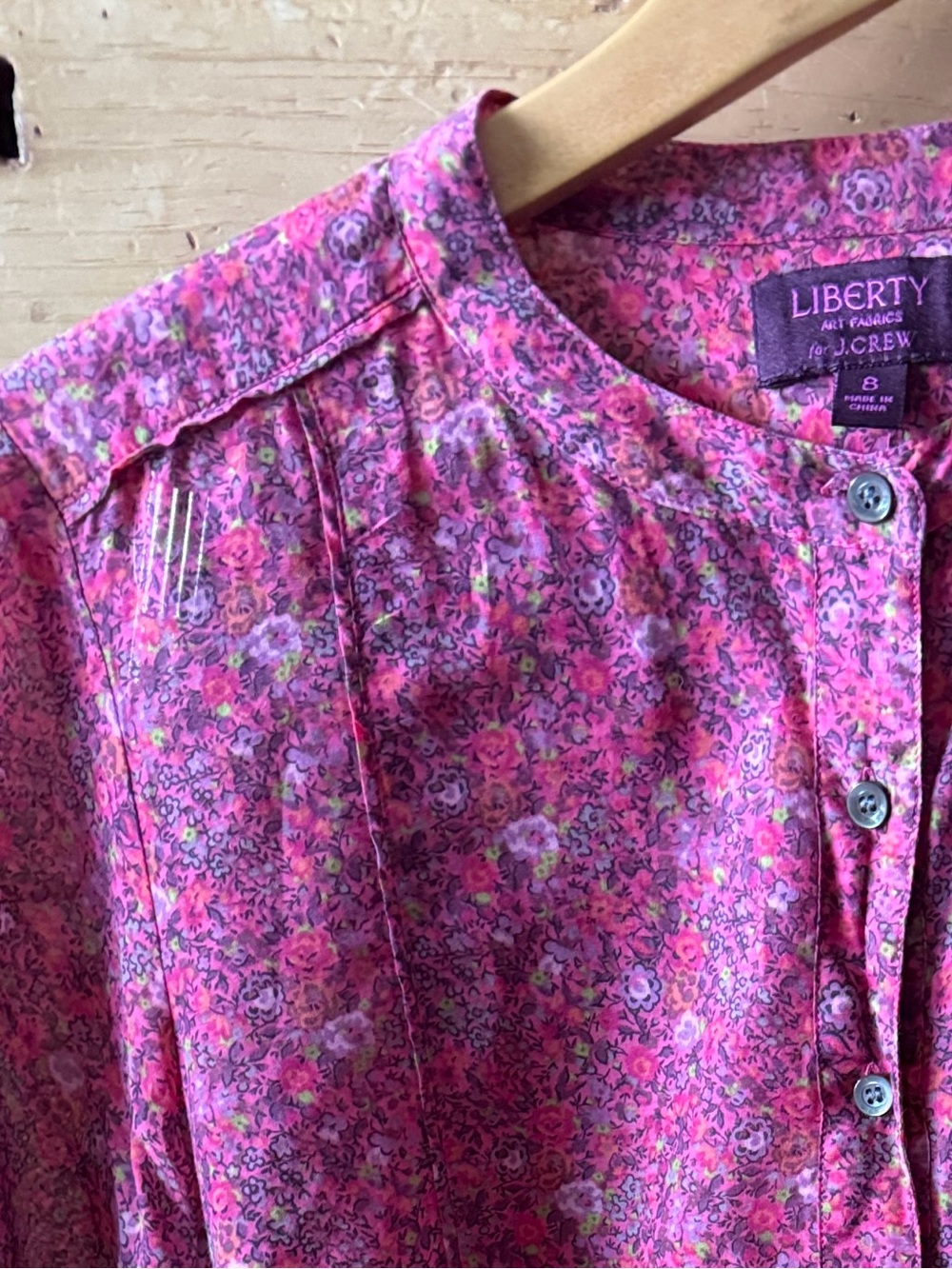 J. Crew Liberty Magenta Floral Button-Front Blouse